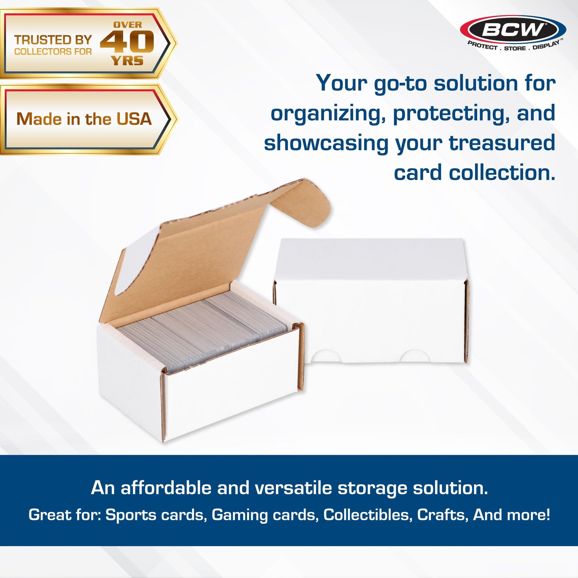 BCW 200 Count Trading Card Storage Box | Cardboard Organizer for Sports and Gaming Cards | Durable 200 lb. Test Strength | Assembly Required | 10 Pack