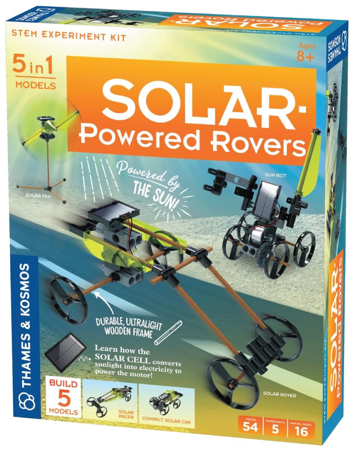 Thames & Kosmos Solar-Powered Rovers STEM Experiment Kit | Build 5 Vehicles & Devices Powered by The Sun | Solar Energy Actvities for Ages 8+