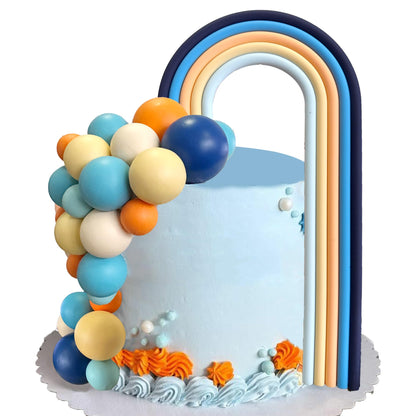 Blue Rainbow Cake Toppers Mini Balls Blue Orange Dog Cake Decorations for Birthday Baby Shower Party Supplies (Dark Blue)