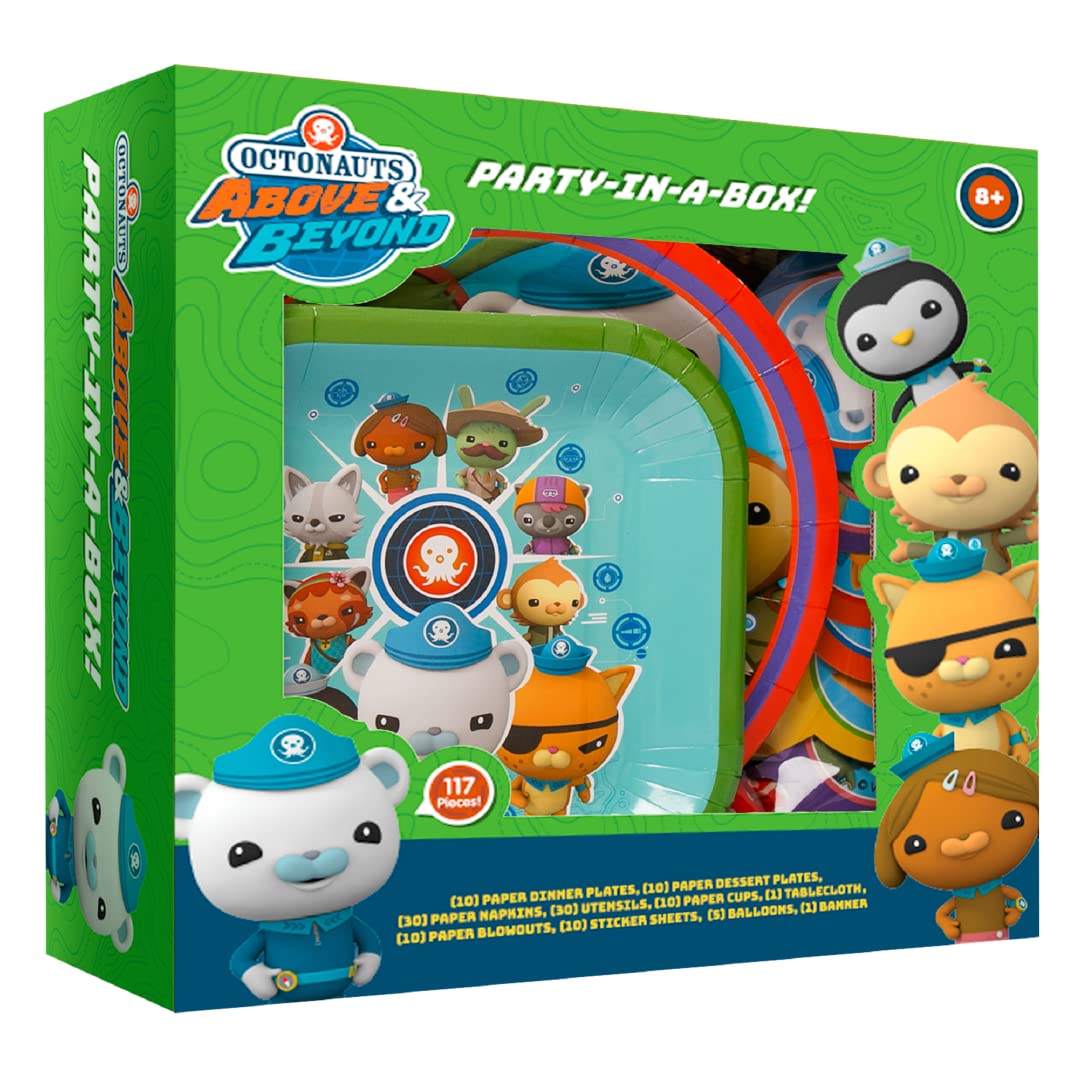 Octonauts Above and Beyond Party in a Box Kit: Complete Set 100+ Pieces - Plates, Cups, Banners, Utensils, Balloons, Stickers, Gift Bags, Decorations