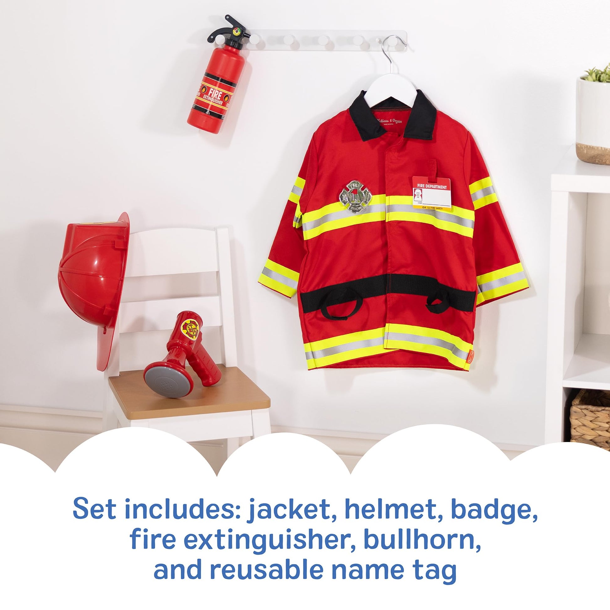 Melissa & Doug Fire Chief Role Play Costume Dress-Up Set (6 pcs)