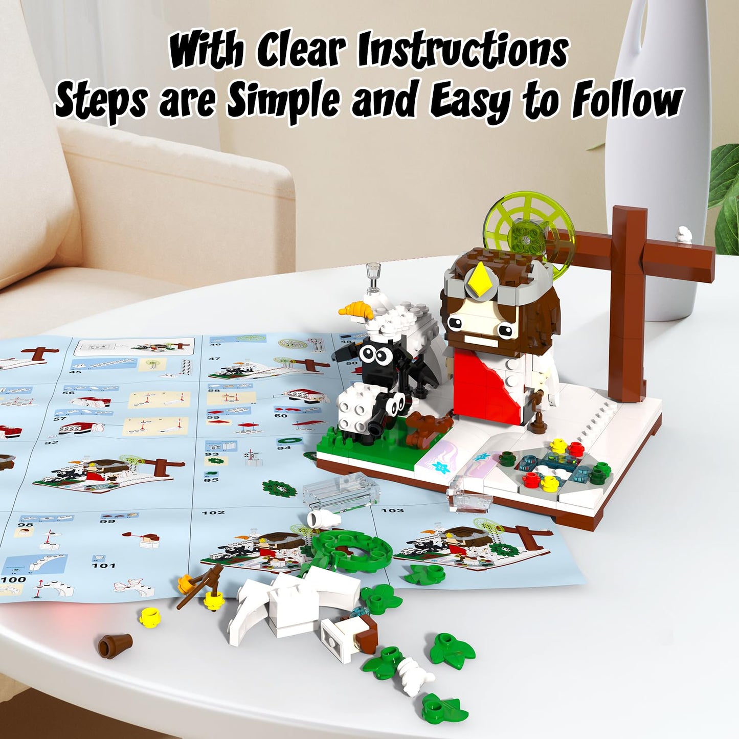 Tenhorses Jesus Building Block Sets, Little Jesus Christ Toy Figures Christianity Decor, Easter Christmas Christian Gifts for Women Men Kids Age