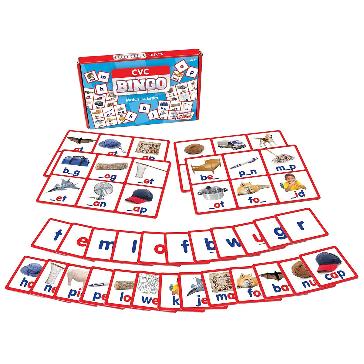Junior Learning CVC Bingo - Educational Word Games & Reading Set