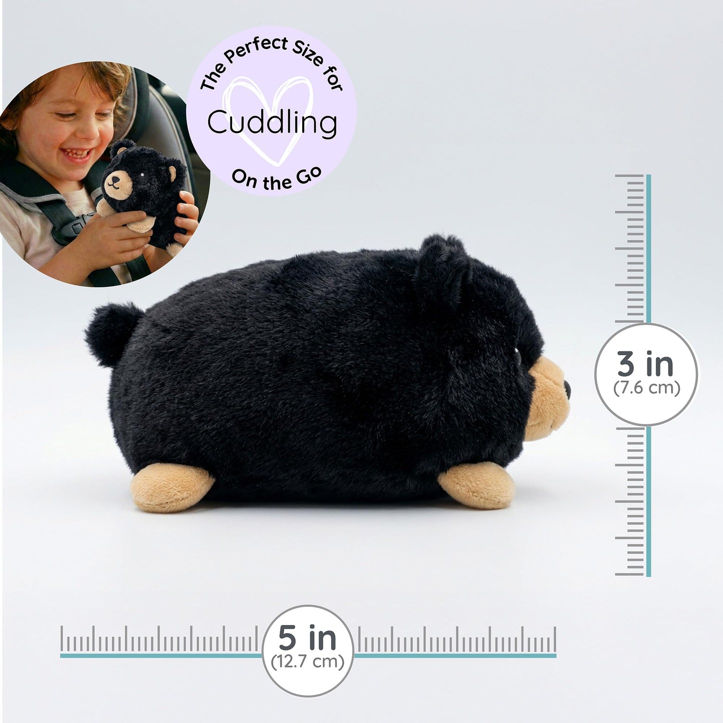 Warm Pals Baby Black Bear, Small 3x5 Microwavable Comfort, Heated Plushie for Warmth, Calming Anxiety, Relaxing Bedtime Snuggles and Cozy Toys