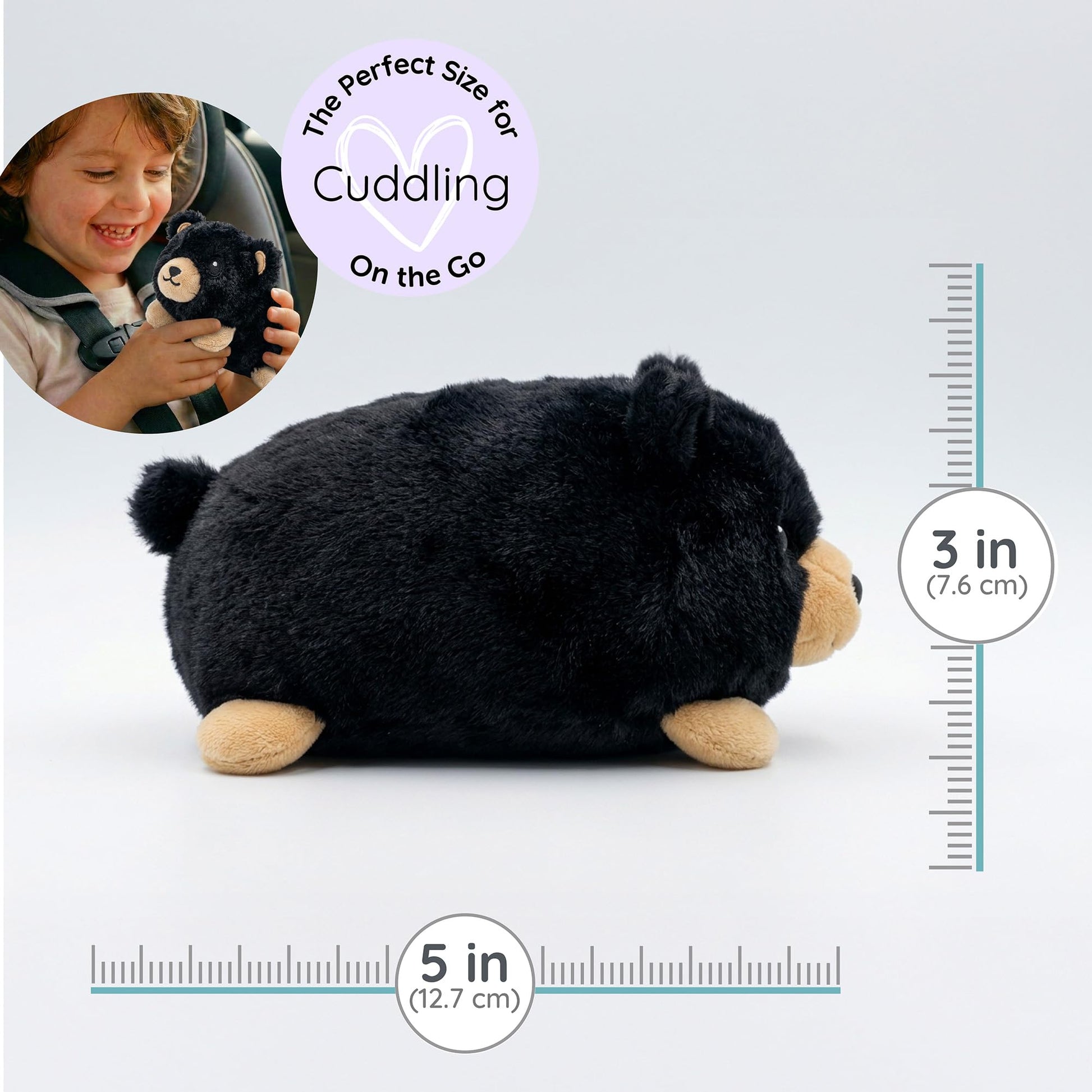 Warm Pals Baby Black Bear, Small 3x5 Microwavable Comfort, Heated Plushie for Warmth, Calming Anxiety, Relaxing Bedtime Snuggles and Cozy Toys