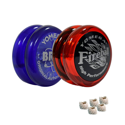 Yomega 2 Legendary Spinners The Original Yoyo with A Brain and Fireball Transaxle Yo-Yo for All Level String Trick Play + 5 Extra Strings (Fireball