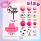 Cowgirl Cake Topper Hot Pink Cake Decoration Shiny Cowgirl Hat Disco Balls for Western Theme Cowgirl Birthday Supplies (01)