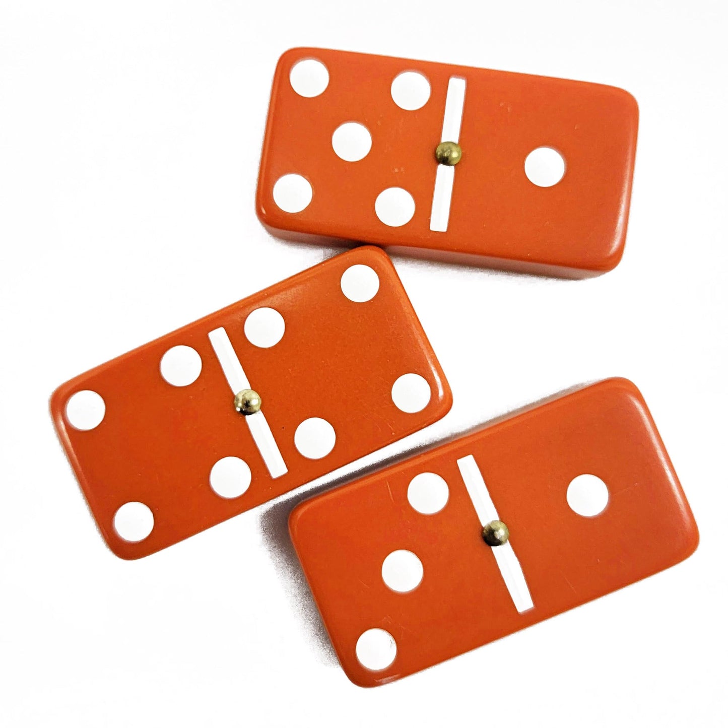 Marion Domino Double Six Orange-White Spots Jumbo Tournament Professional Size with Spinners in Dovetail Sheesham Wood Box.