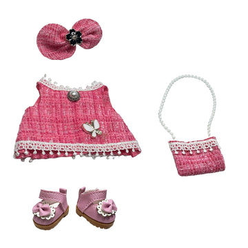 QIXINGWISE Doll Clothes for 17cm Doll - 3 Piece Vintage Lolita Dress Set with Headband & Shoes, Elegant Retro Outfit for 6.7inches Dolls, Fashion