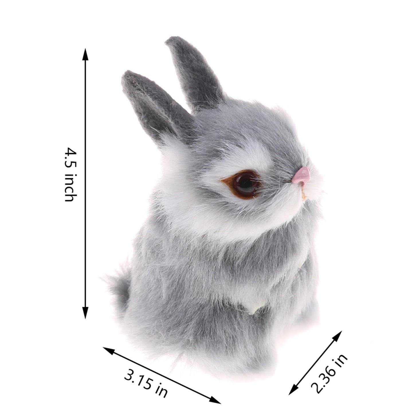 GUDVES Mini Realistic Cute Plush Rabbits Fur Lifelike Animal Easter Bunny Simulation Toy Model Gift Miniatures Decorations, Gray (Gray)