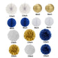 Navy-Blue White Gold Party Decorations - 14pcs Kits Paper Lanterns Fan,Tissue Flower Pom Poms Streamers,Honeycomb Balls,Graduation 2026 Men Birthday