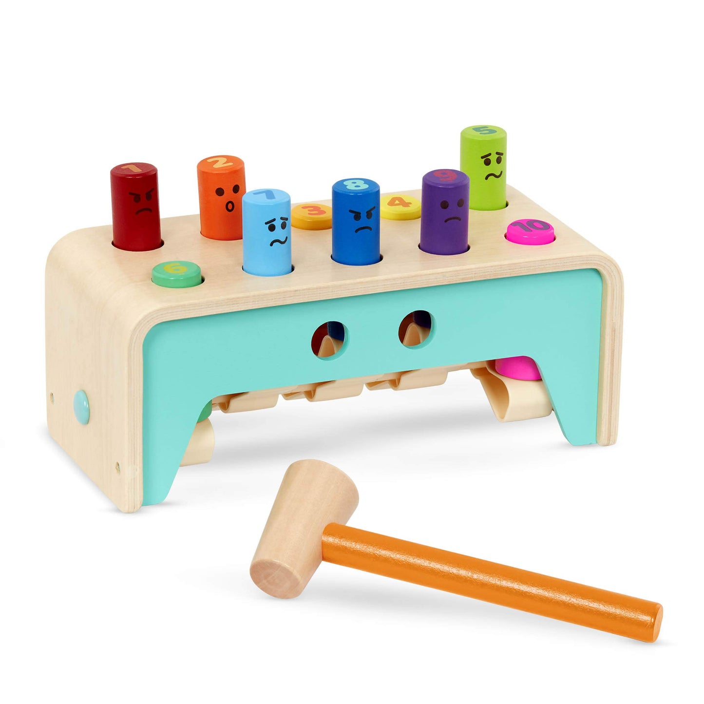 Battat - Wooden Hammer Toy for Kids, Toddlers - Pounding Bench with Pegs and Mallet - Colorful Developmental Toy - 1 Year + - Pound & Count Bench