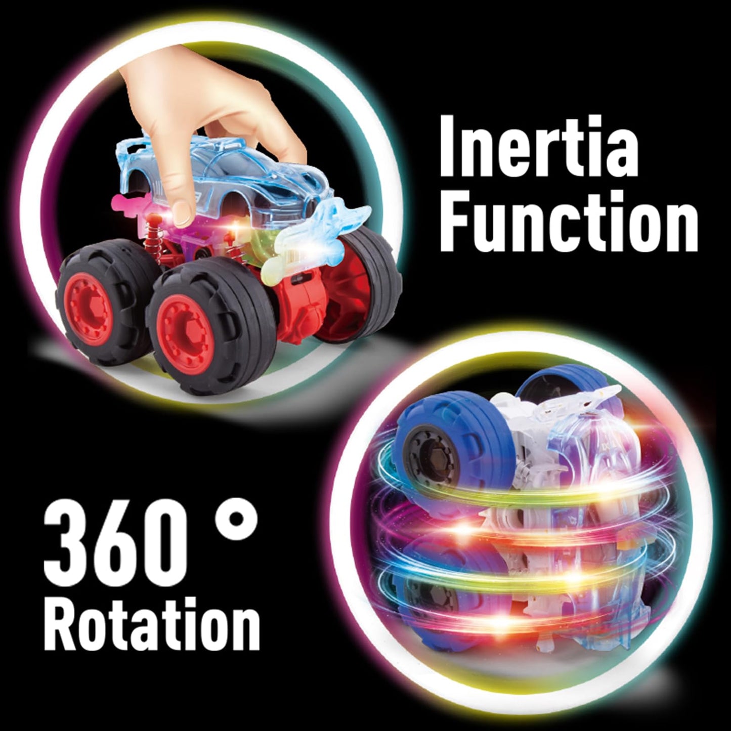 TQBYNJ Monster Truck Toys for 3 4 5 Year Old Boys - Friction Powered Toy Cars for Toddlers Boys Girls Ages 3-6 - Push and Go Cars Christmas Birthday