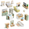 23PCS Wooden Dollhouse Furniture Set for 5 Rooms, Miniature Doll House Accessories & Furniture Toys for Toddlers, Indoor Scenes Pretend Play Toy