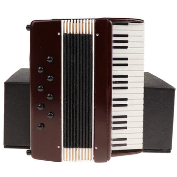 Dselvgvu Miniature Accordion with Case Mini Musical Instrument Accordion Replica Collectible Figurines Dollhouse Accessories Model Home Decoration