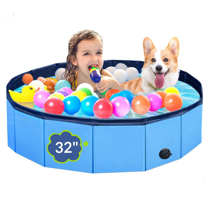 Dog Pool, Foldable Pet Swimming Pool with 6mm High-Strength PP Board, Hard Plastic Collapsible Doggy Pools for Small Dogs Kitty Duck,Non-Slip Doggie