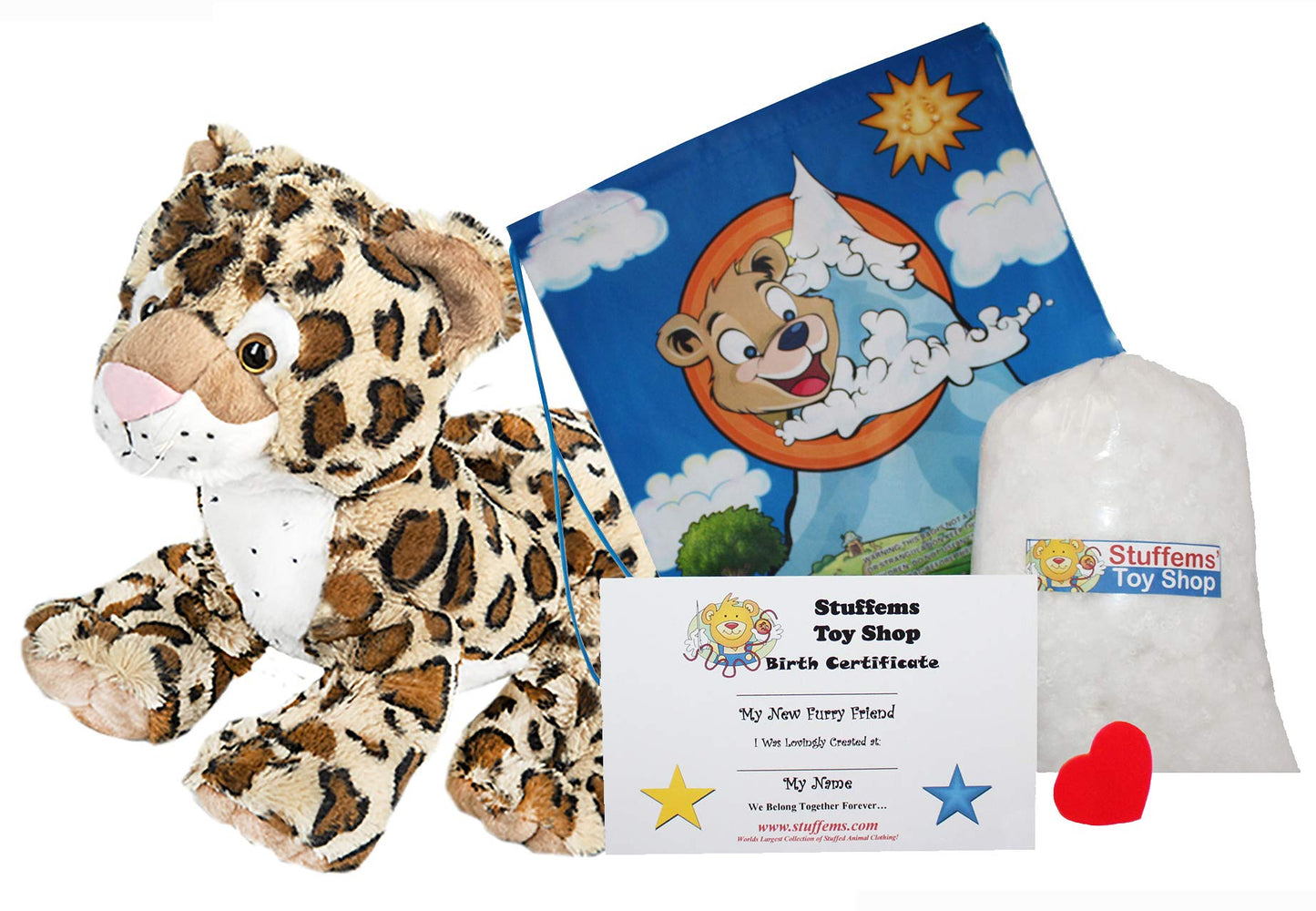 Make Your Own Stuffed Animal Charlie The Cheetah 16"- No Sew - Kit with Cute Backpack!
