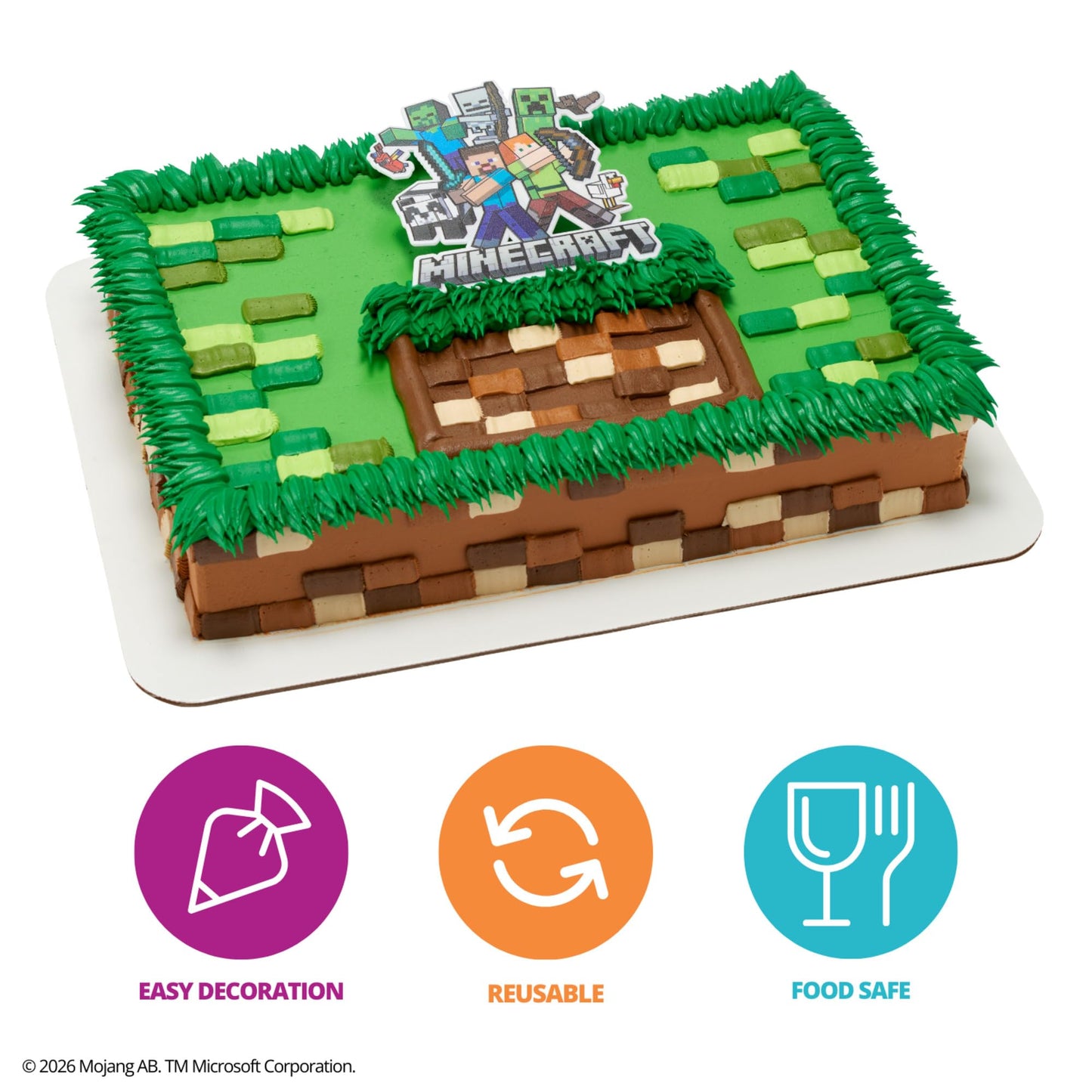 Minecraft Cake Topper, Birthday Cake Decoration Featuring Steve, Alex, Creeper, & More! Food Safe, Ready To Use - 1 Piece