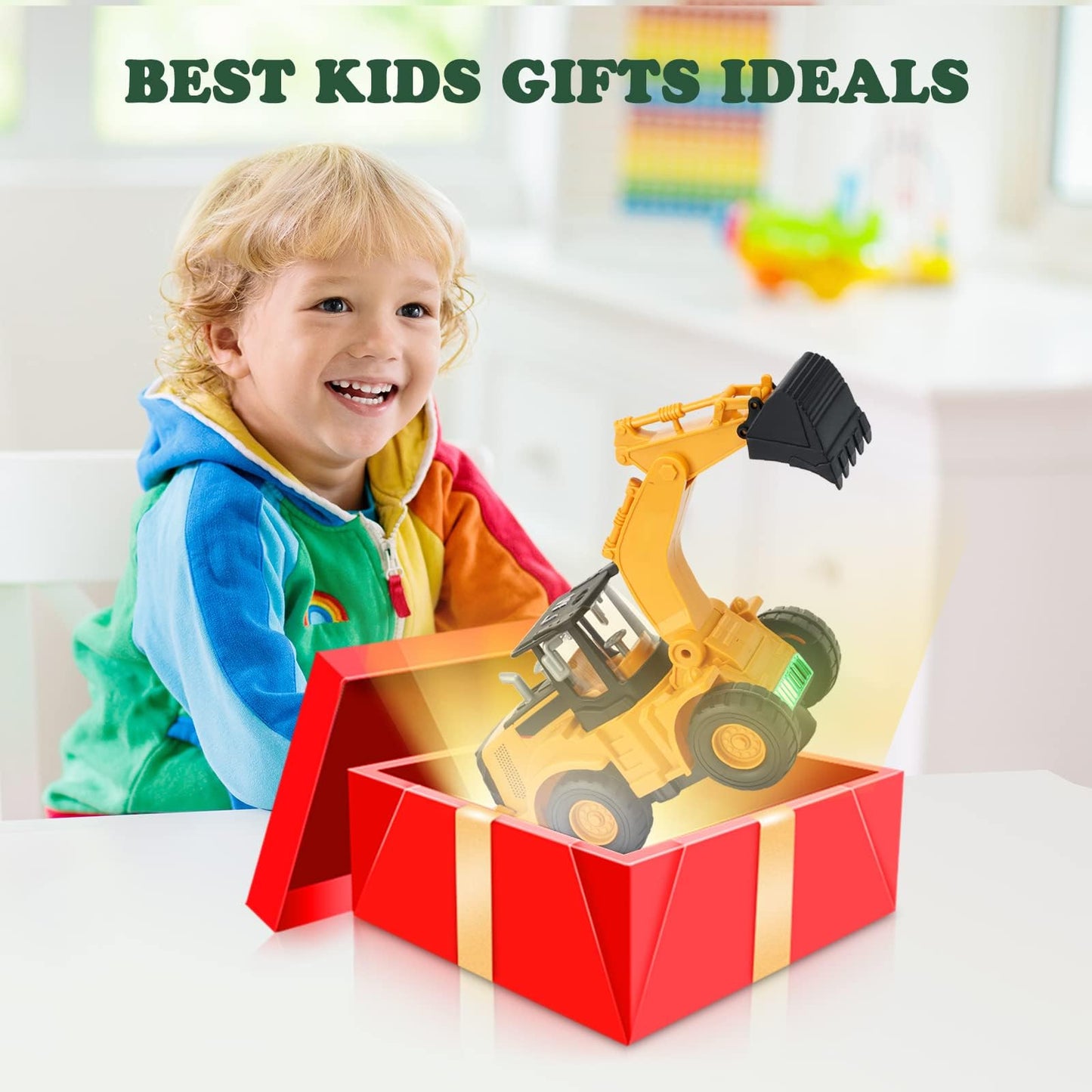 Kizmyee Automatic Excavator Toy with Music & 3D Lights, Battery Powered Construction Vehicle for Kids Ages 3-6, Boys Girls Gift for Birthday Christmas