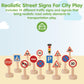 PlanToys® Traffic Signs & Lights Wooden Montessori Imaginative Play Set | Early Language, Social Skills and Real-World Awareness Activity | Eco