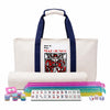 WonderTopia American Mahjong Set with Beige Navy Carrying Bag, 166 White Tiles, 4 All-in-One Color Racks and Pushers, Mahjong Tiles Set for Family