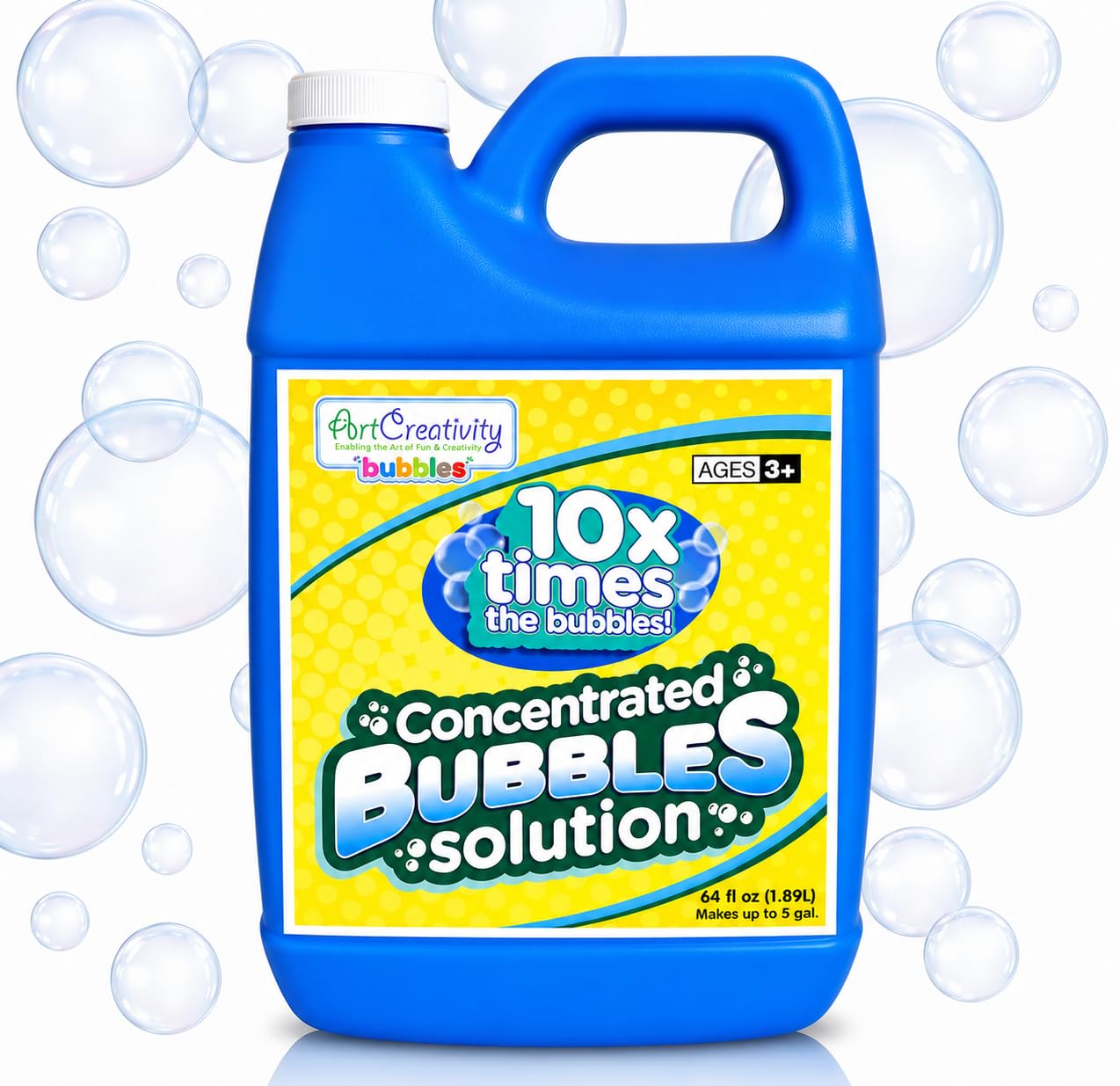 ArtCreativity Concentrated Bubble Solution Refill for Bubble Toys, Huge 64oz Concentrated Liquid, Makes Up to 5 Gallon, Non-Toxic Liquid for Bubble