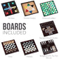 Board Game Set - Deluxe 15 in 1 Tabletop Wood-accented Game Center with Storage Drawer (Checkers, Chess, Chinese Checkers, Parcheesi, TicTacToe