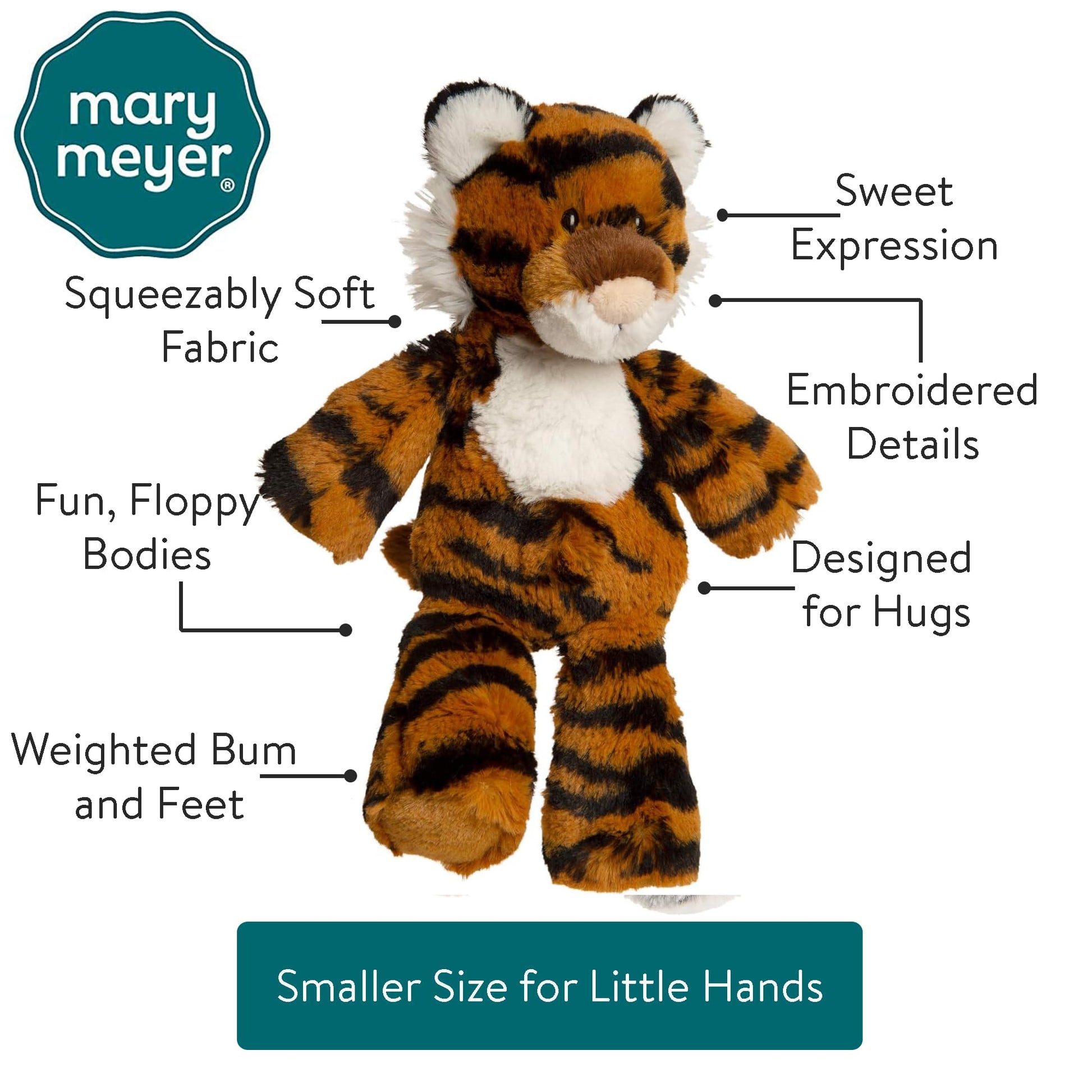 Mary Meyer Stuffed Animal Marshmallow Zoo Plush Soft Toy, 9-Inches, Junior Tiger