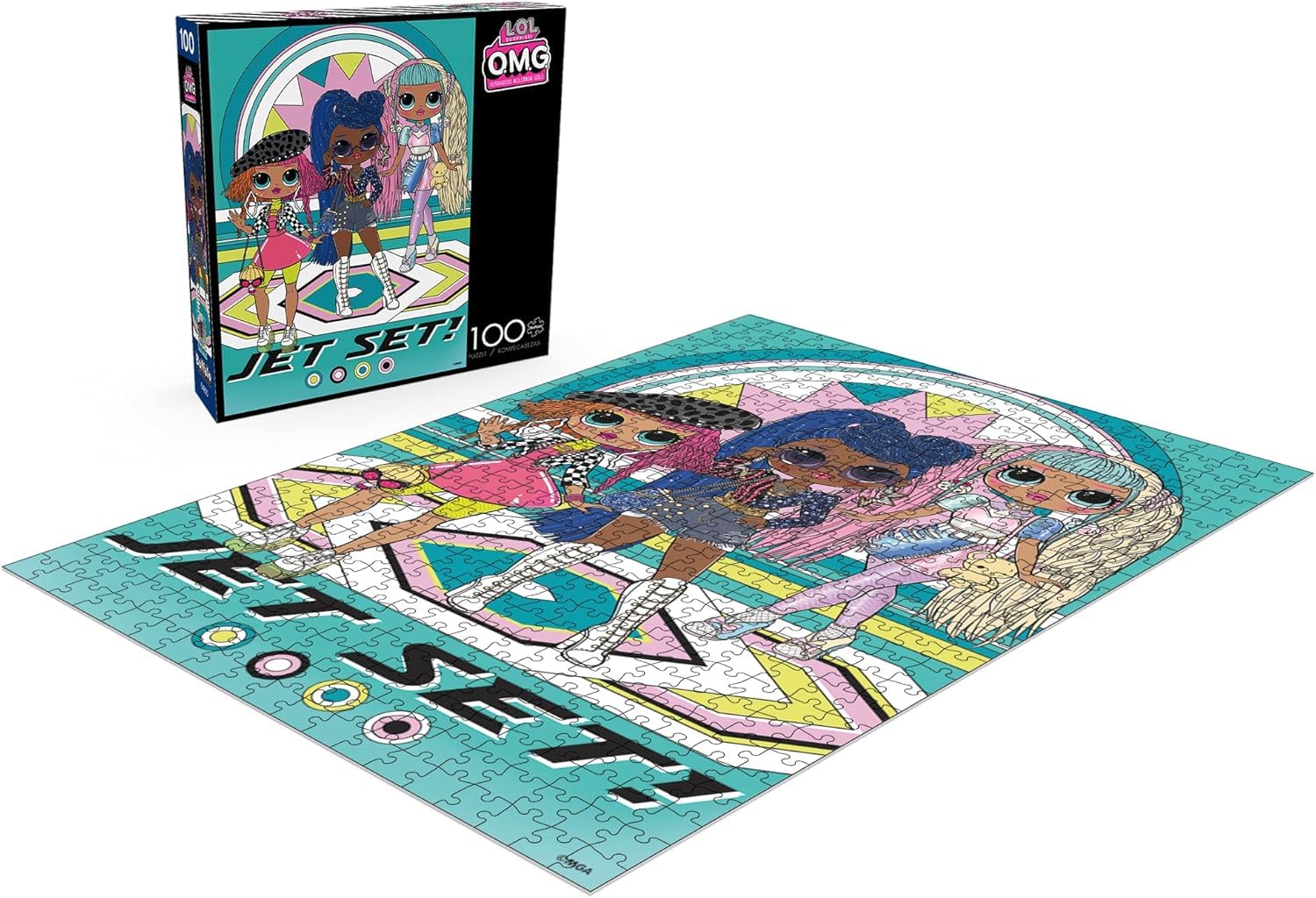 Buffalo Games - OMG - Jet Set - 100 Piece Jigsaw Puzzle for Families -Challenging Puzzle Perfect for Game Nights - Finished Size is 15.00 x 11.00