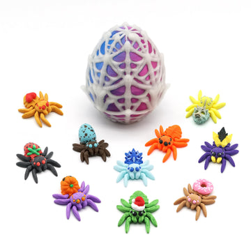 XAKNXGU 3D Printed Spider Egg with 10 Unique Spiders Inside, Glow in The Dark Halloween Toys for Kids, Cute Small 3D Printed Animals Fidget Toys