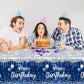 Dydamud Happy Birthday Tablecloth,3pcs Navy Blue and Sliver Table Cloths for Parties Rectangle Glitter Navy Blue Birthday Decoration for 18th 21st