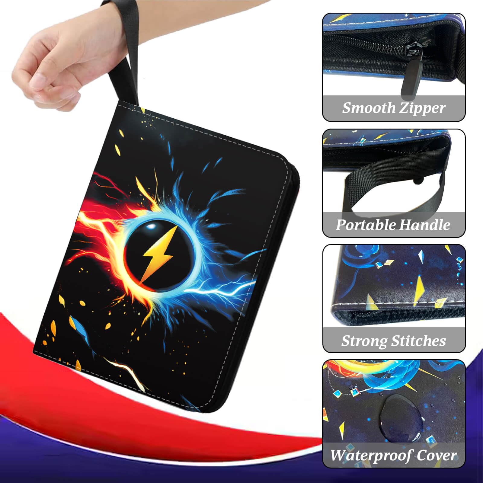 Trading Card Binder 4-Pocket, 400 Pockets Collectible Trading Card Album with 50 Removable Double-Sided Pages for MTG, TCG Game Cards and Sports Cards