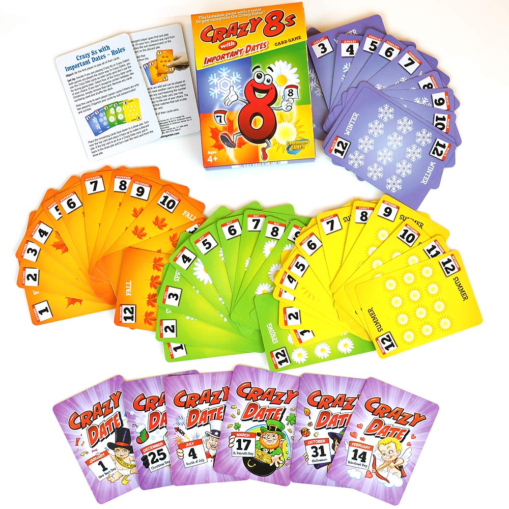 Continuum Games Crazy 8s with Important Dates Card Game - Kids Age 4 and Up