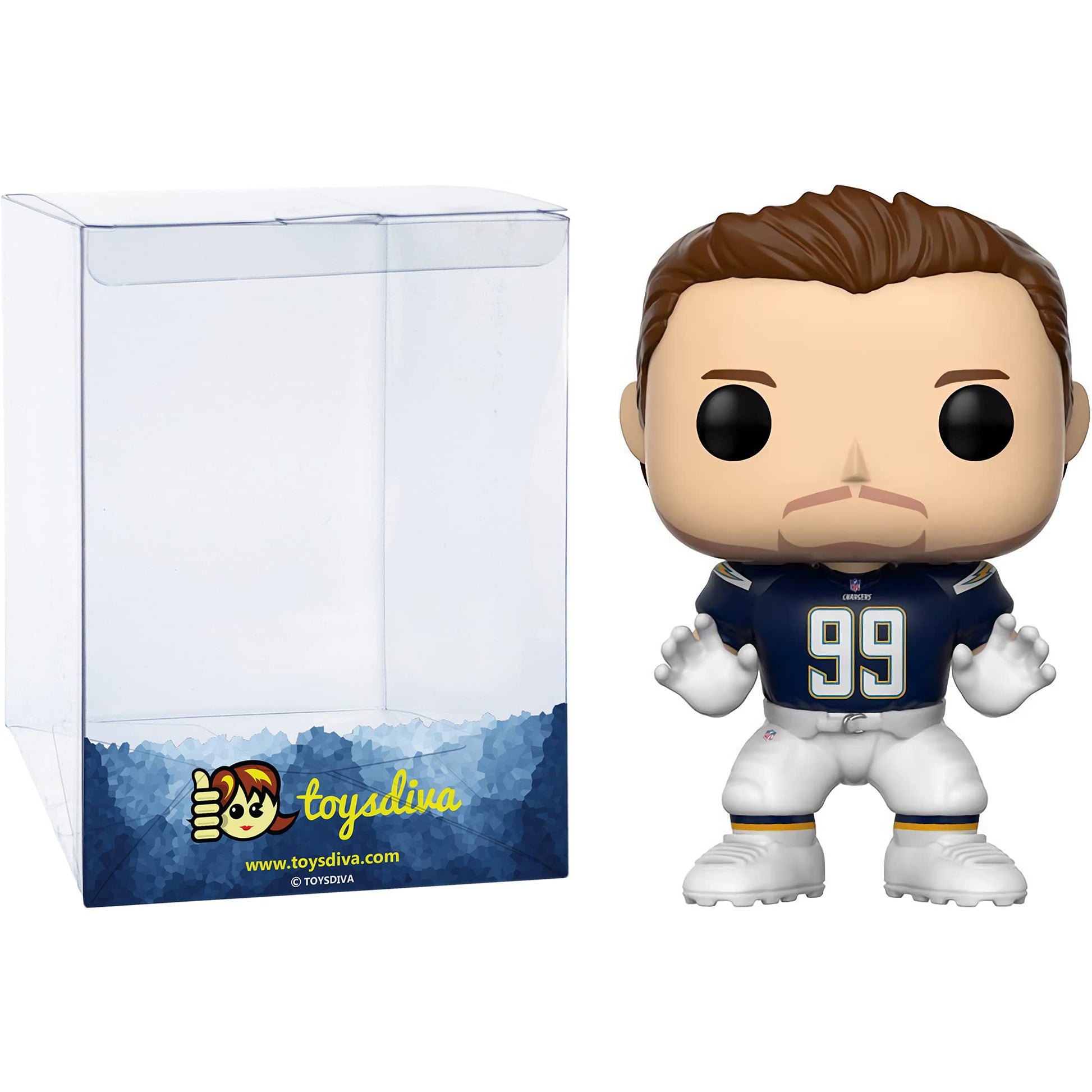 J o e y B o s a [Charge r s Home]: Fun ko P o p ! Football Vinyl Figurine Bundle with 1 Compatible 'ToysDiva' Graphic Protector (075-20166 - B)