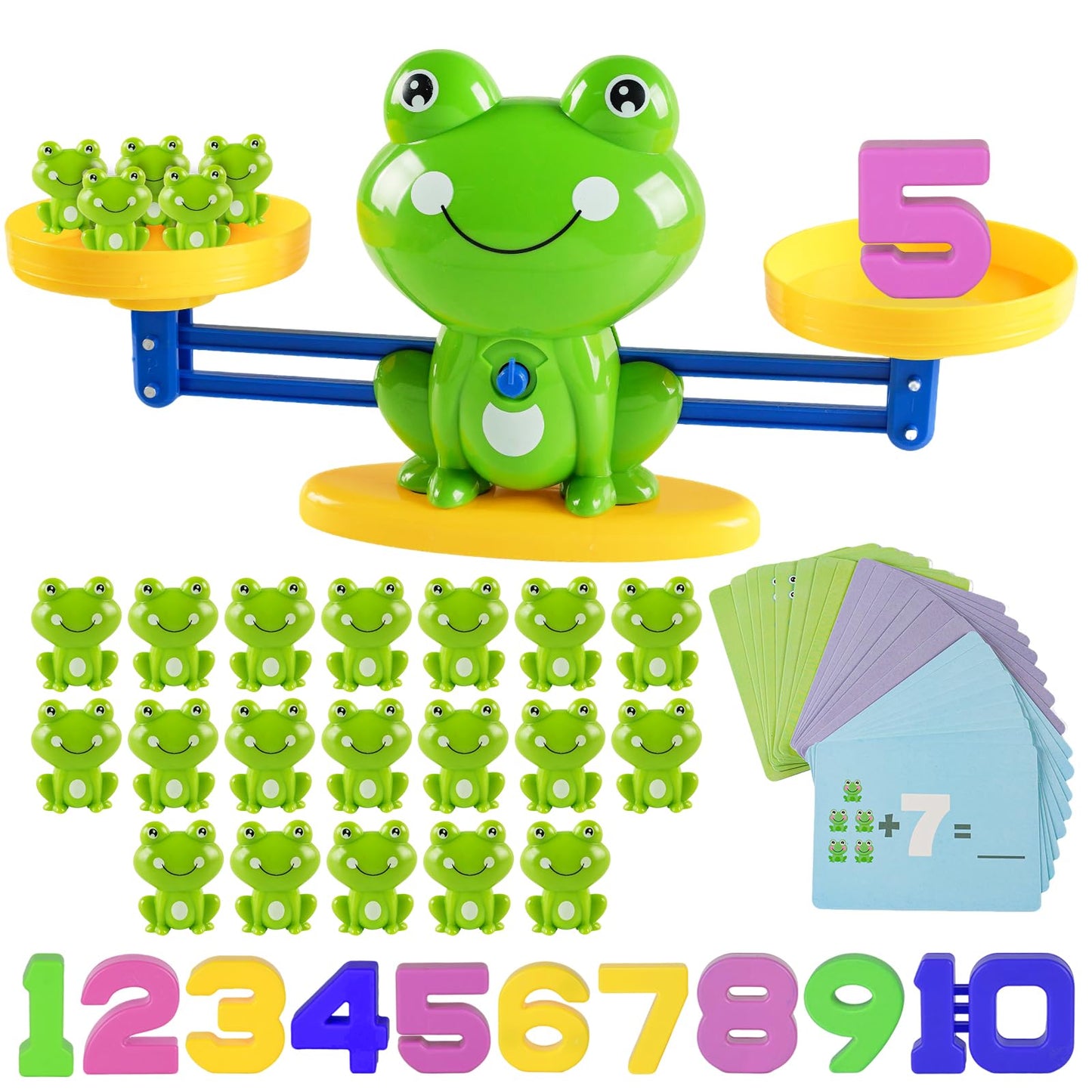 ISMETACU Frog Balance Math Toy for Preschool - Cool Counting Manipulatives and STEM Learning Materials for Kids Ages 5-7, Fun Number Match Activity