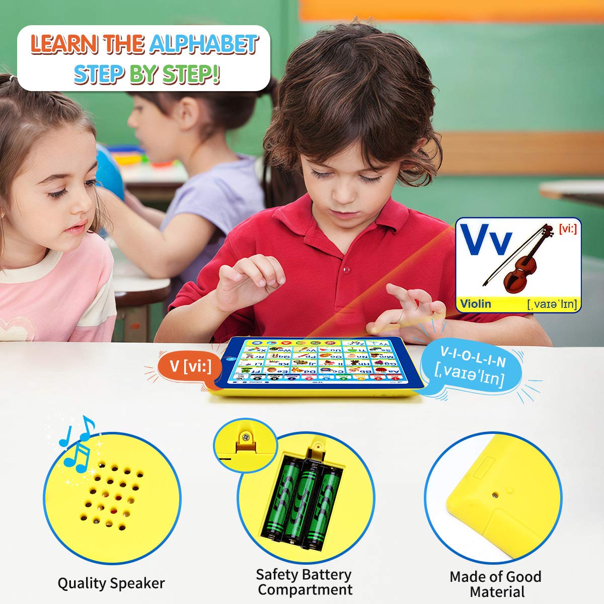 6-in-1 Toddler Learning Tablet - No WiFi ABC/Numbers/Music Toy for Age 3-5