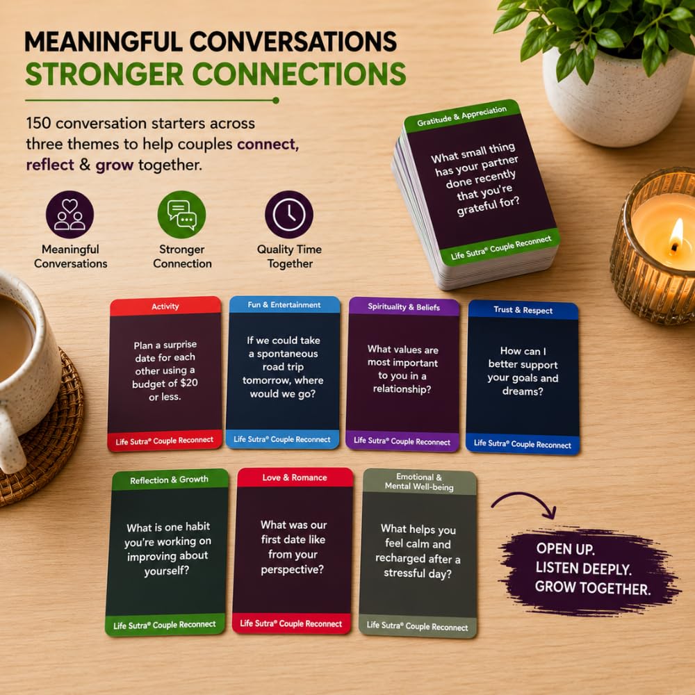 Life Sutra Couple Reconnect Card Game, 150 Conversation Cards to Build Trust, Deepen Bond & Strengthen Communication, A Therapy-Inspired Game