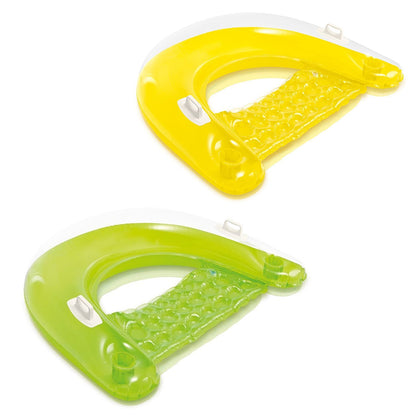 Intex Sit 'N Float Inflatable Lounges Yellow & Green Gift Set Bundle - 2 Pack, 60" X 39", Multicolor
