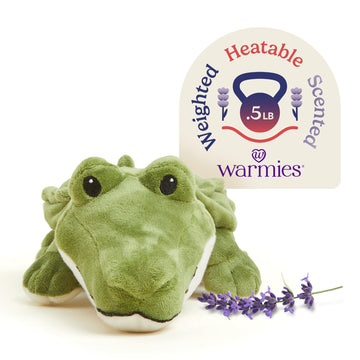 warmies Junior Microwavable & Weighted Stuffed Animals, Alligator - Heated Stuffed Animal Plushie for Warmth & Comfort - Cute Soft Plush Toys