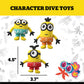 BigMouth Inc Minions Dive Toys for Pool - 3 Pack Kids Underwater Swimming Toy Set, Soft Neoprene Dive Sticks for Swim Practice, Pool Games & Summer