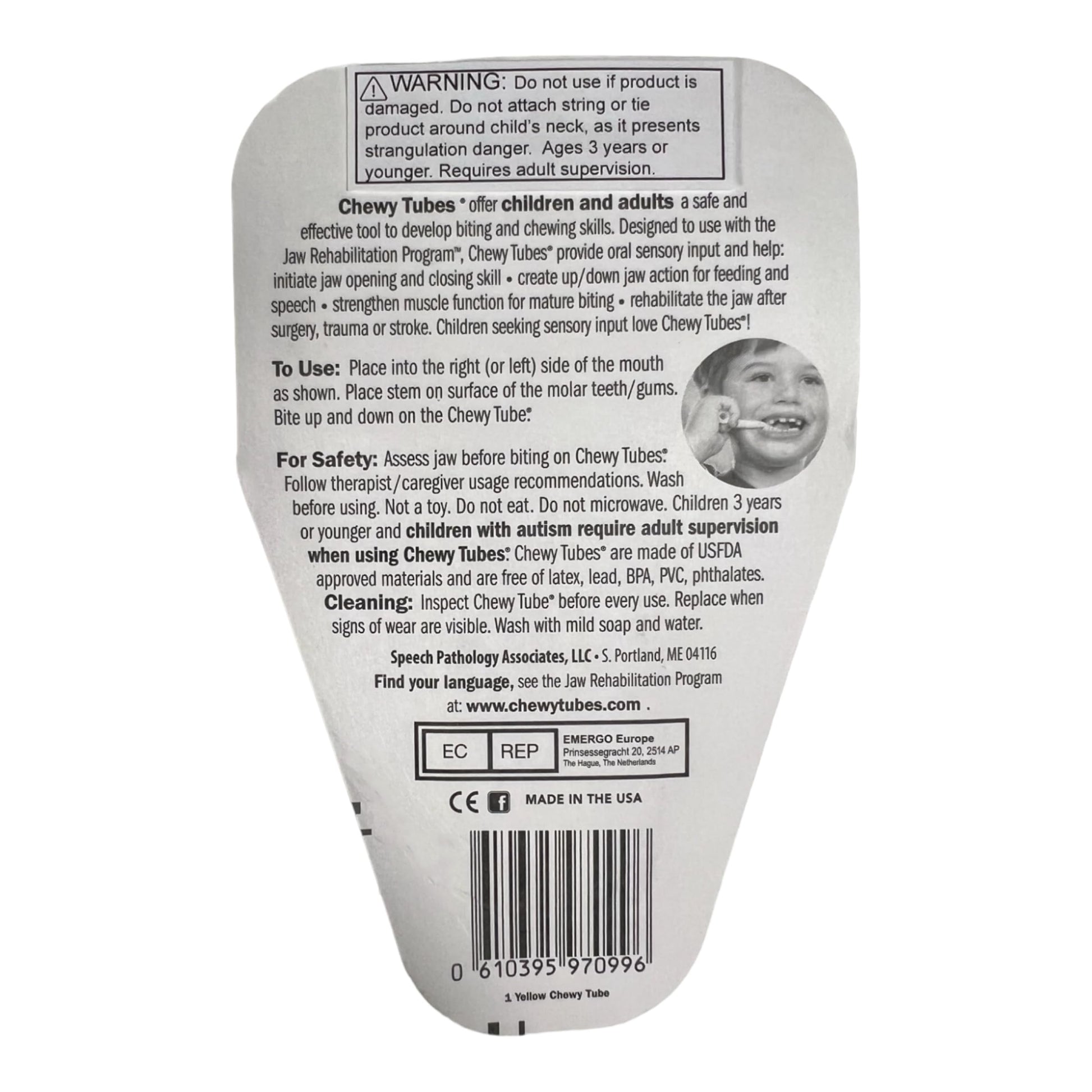 Chewy Tubes, Pack of 2 Yellow (Small) Chewy Tubes - Pediatric and Adult Sensory Treatment Tool