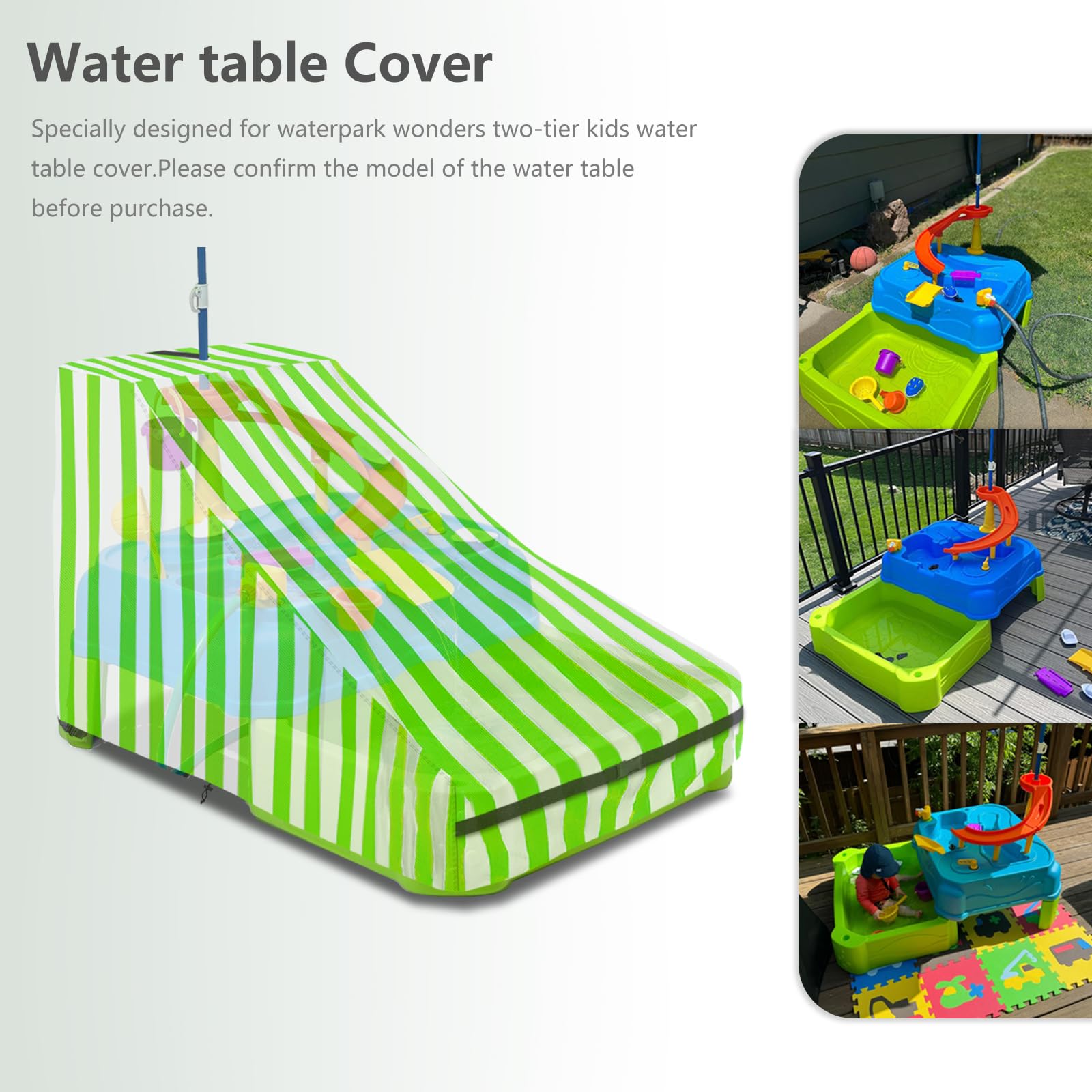 Kids Water Table Cover for Waterpark Wonders Two-Tier Water Table,Heavy Duty 600D Waterproof Waterproof and Dustproof Toddler Water Play Table