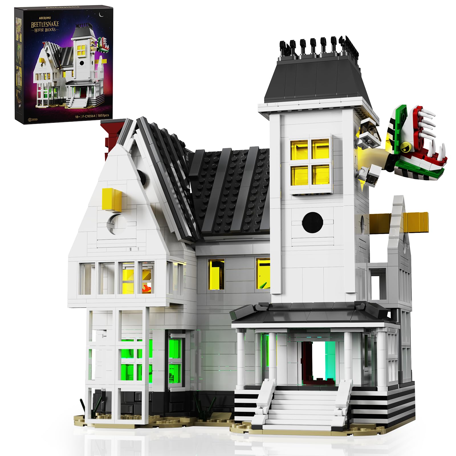 Horror Movie Beetle House Halloween Building Blocks Set, Betelgeuse Sandworm Monster Lydia Deetz Toys Compatible with Lego, Creative Birthday Decor