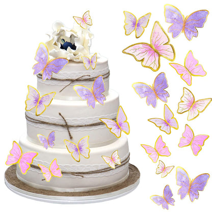 60Pcs Butterfly Cupcake Topper Pink Purple Gold Butterflies