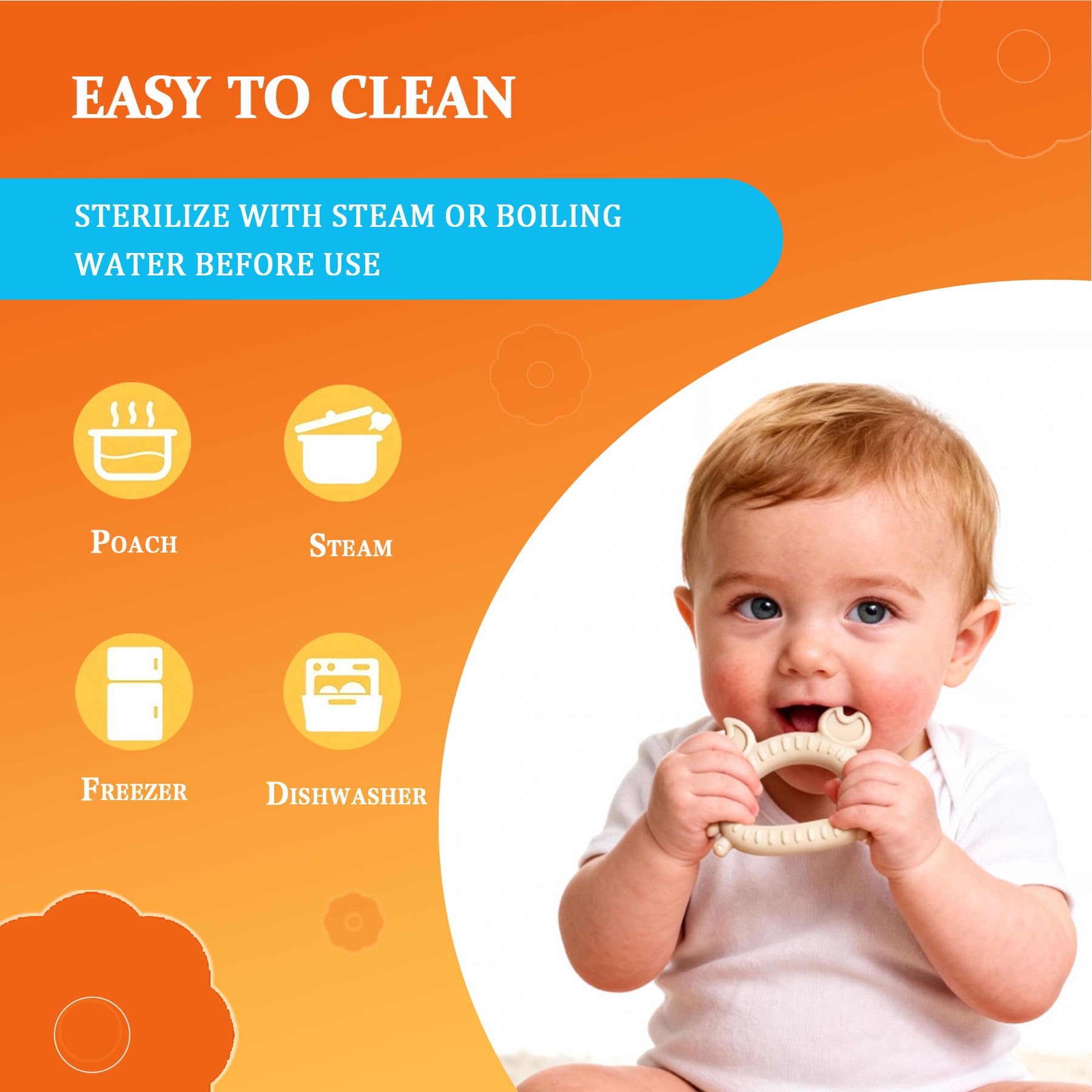 Easter Teething Toys for Newborns 0-3-6Months Food-Grade Silicone BPA-Free Anti-Choking One-Piece Design Soft & Non-Toxic First Teether for Tiny Hands