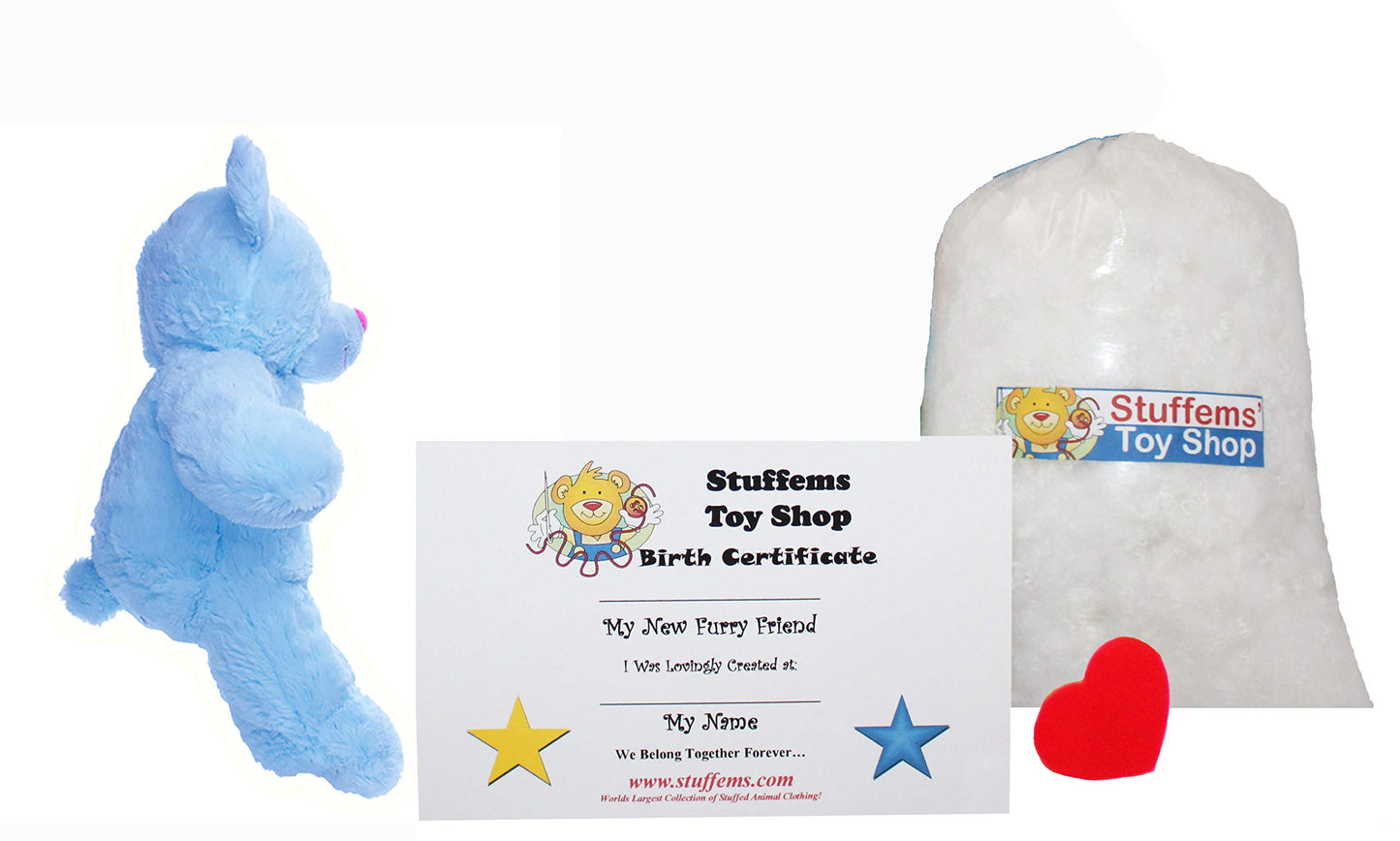 Make Your Own Stuffed Animal Mini 8 Inch Blue Patch Heart Teddy Bear Kit - No Sewing Required!