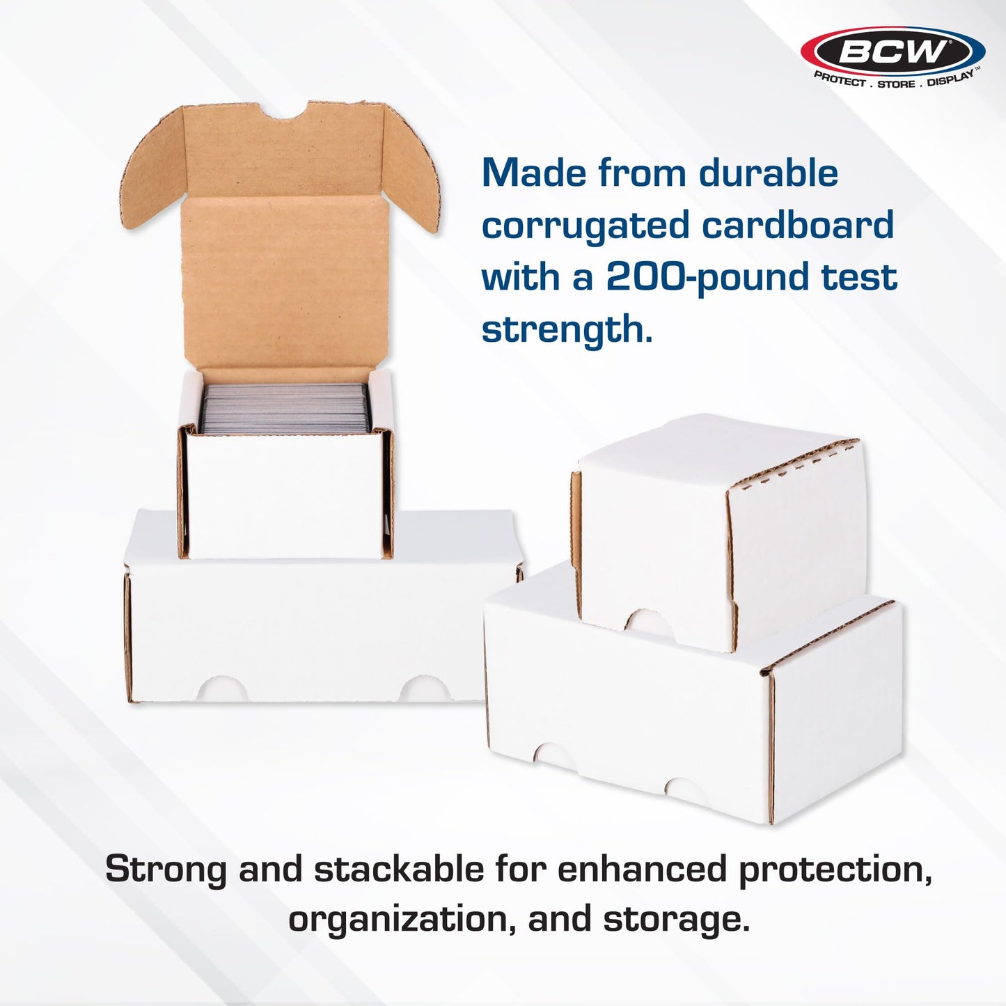 BCW 200 Count Trading Card Storage Box | Cardboard Organizer for Sports and Gaming Cards | Durable 200 lb. Test Strength | Assembly Required | 10 Pack