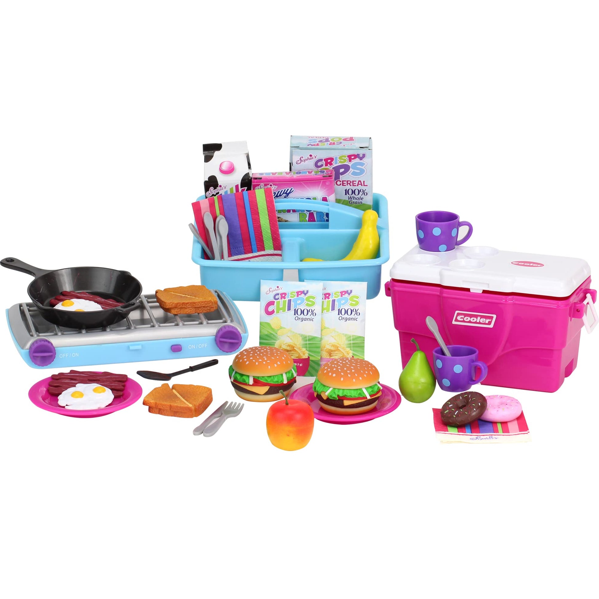 Sophia's 18" Doll 17 pc. Burgers for Two with Service Ware, Doughnuts, and Bags of Chips