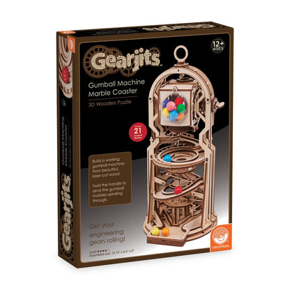 MindWare Gearjits: Gumball Machine Marble Coaster - Wooden 3D Building Puzzle for Teens & Adults - DIY STEM Building Toys for Kids - Fun for Adults