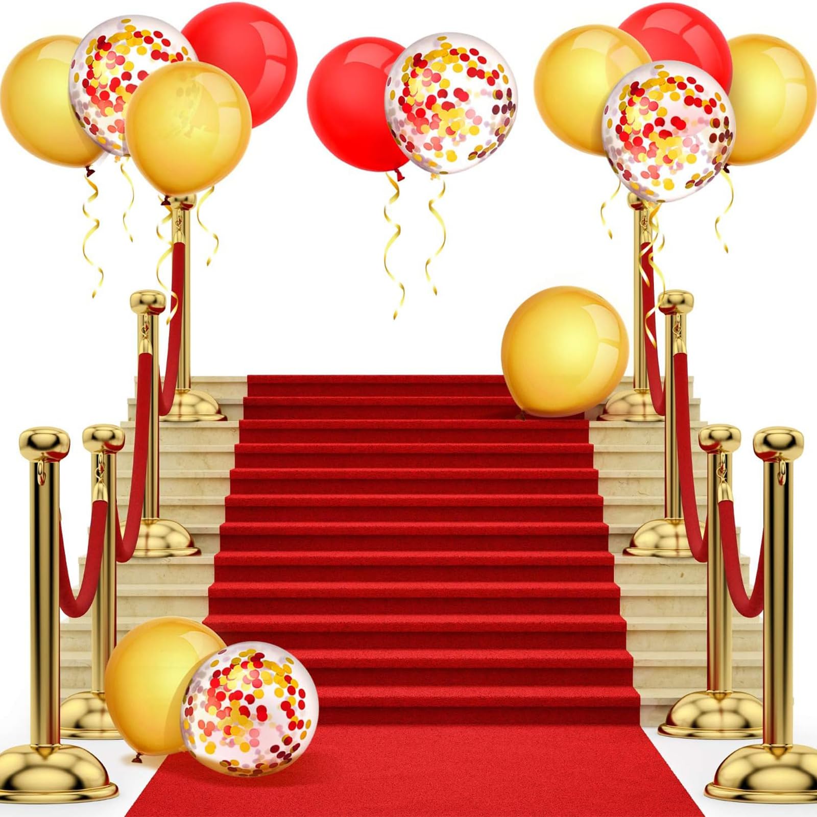 TecUnite 80 Pcs Red and Yellow Confetti Balloons 12 Inch for Wedding Event Party Arch Balloons Baby Shower Birthday Party Decorations Supplies